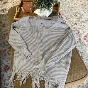 Distressed taupe sweater M